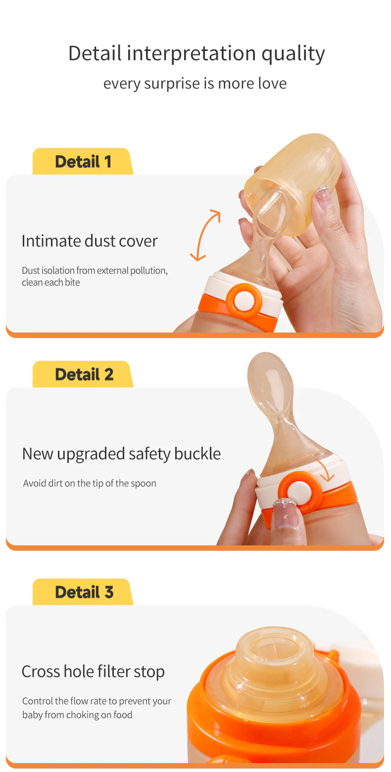 Mamma Nest Silicone Baby Feeder Squeezer Spoon | BPA-Free Infant Feeding Bottle Spoon | Easy Squeeze Food Dispenser for Babies | 120ml Baby Feeding Spoon